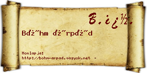 Bőhm Árpád névjegykártya