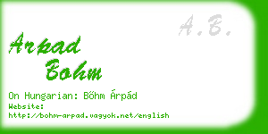 arpad bohm business card