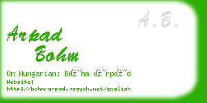 arpad bohm business card